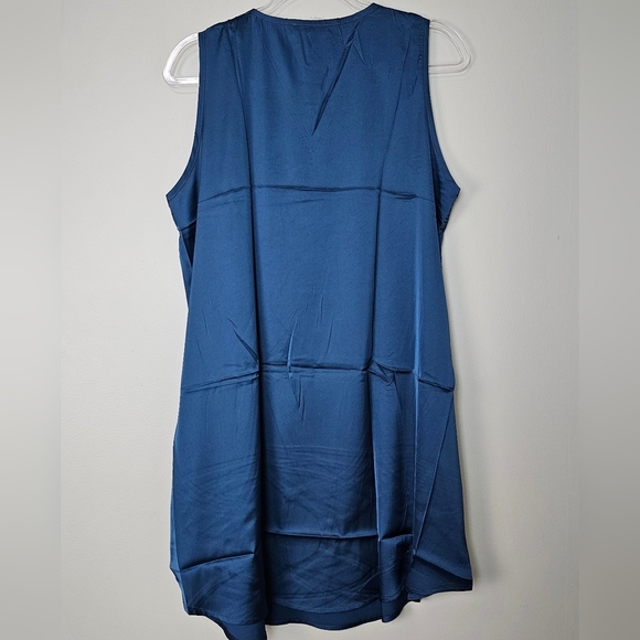 Womens Sleeveless Nightgown Satin Tank Sleep Shirt Guipure Lace V Neck Sleepwear - Picture 9 of 11